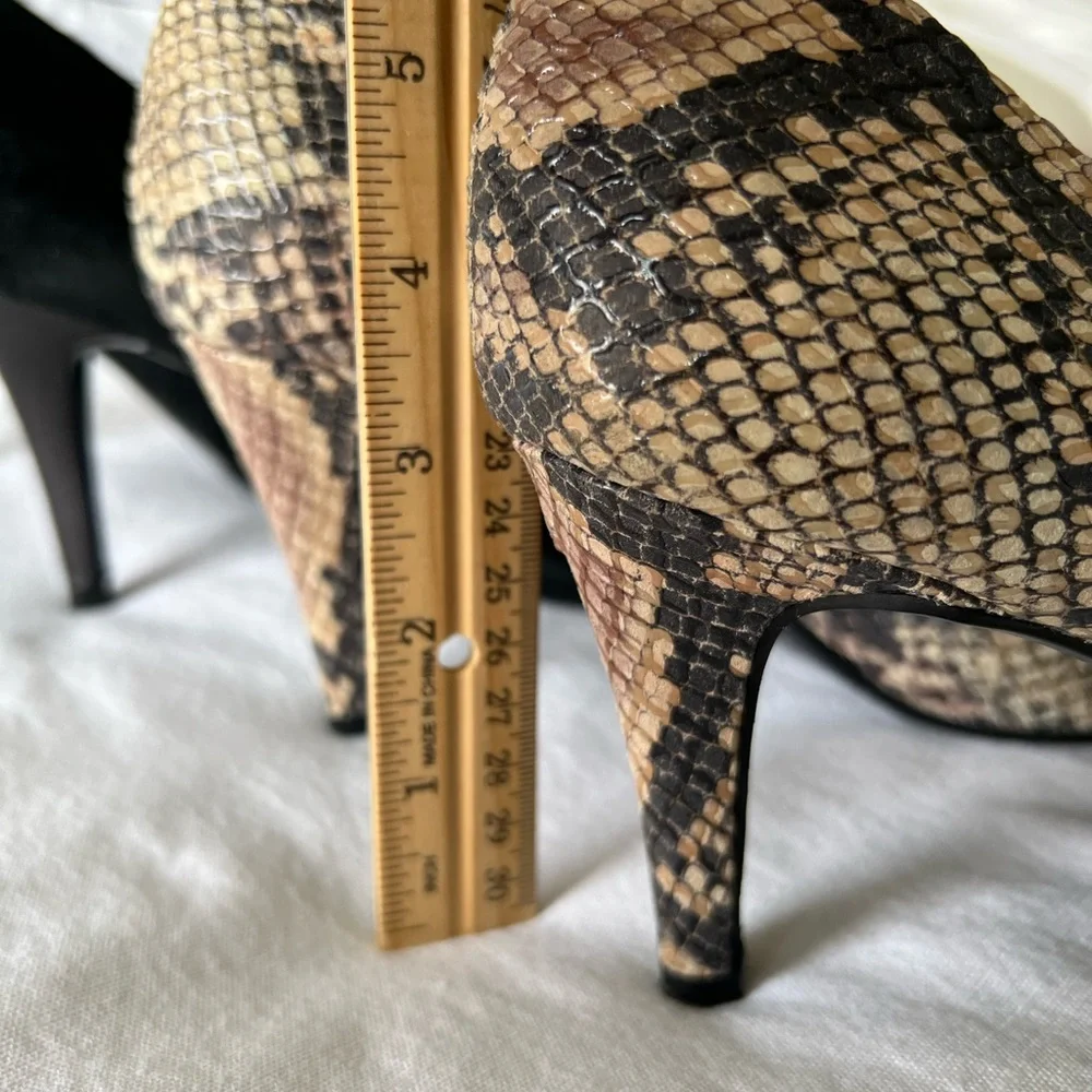 J.Renee Black Suede and Snake Print High Heels - Picture 4 of 7